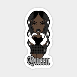 Queen Doll girl Dark Black Magnet