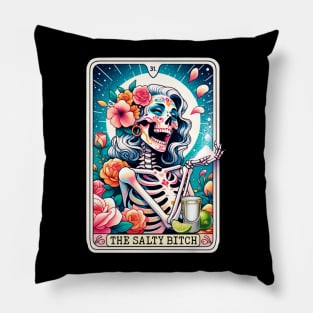 Salty Bitch Funny Tarot Card Tequila Baddie Pillow