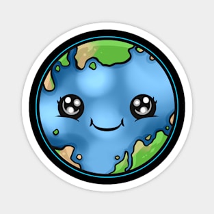 Kawaii Smiling Earth Comic Earth Day Magnet