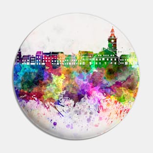 Brasov skyline in watercolor background Pin