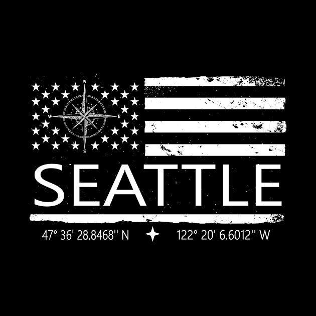 Us Flag Seattle, Seattle City Love by TahudesignsAT