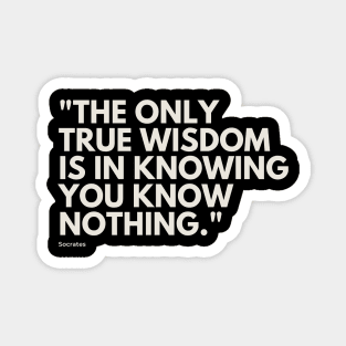 "The only true wisdom is in knowing you know nothing." - Socrates Inspirational Quote Magnet