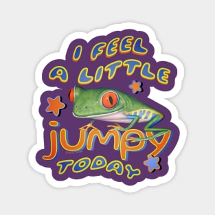 Funny and cute red eyed tree frog that is feeling a little jumpy today tee Magnet