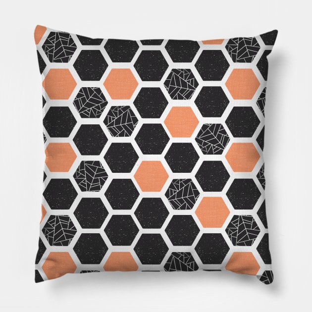 Honeycomb Screen Print Shapes Pillow by Sandra Hutter Designs