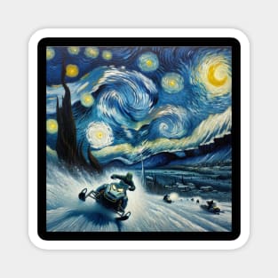 Snowmobiling Starry Night - Winter Sports Magnet