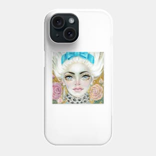 Marie Antoinette with Blue Bow Phone Case