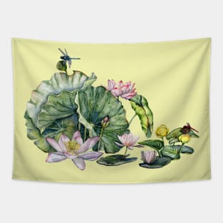 Japanese Water Lillies and Lotus Flowers Tapestry