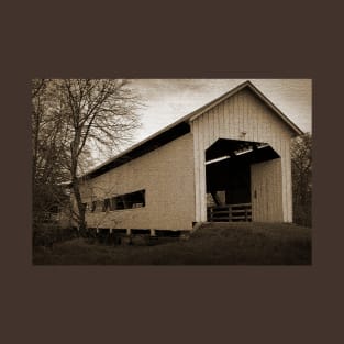 Oregon Covered Bridge In Sepia T-Shirt