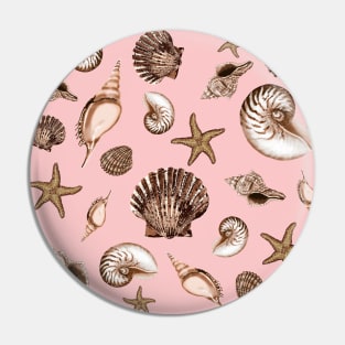 Coastal seashells on pink Pin