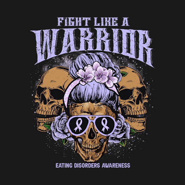 Eating disorders Awareness Skull Messy Bun Floral fight like Eating disorders warrior gift by Paula Tomberlin