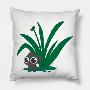 Cat under flowering plant Pillow