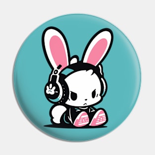 Cool Bunny - Gamer Clothing - Pink and Turquoise Pin