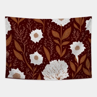 Seamless pattern with hand drawn flowers and leaves Tapestry