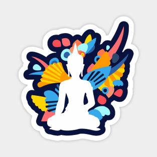 White Budda with Colorful Energy Magnet