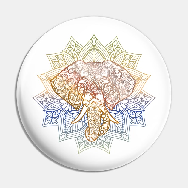 Elephant Mandala Vintage Grunge Pin by Bluepress