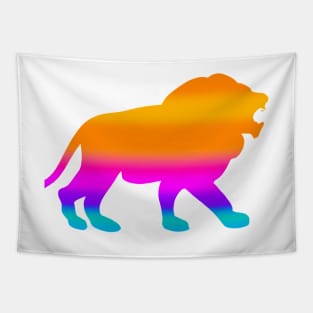 Cute Color Gradient Lion Shape Drawing Tapestry