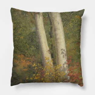 Birch Trees in Autumn by Frederic Edwin Church Pillow