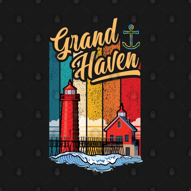 Grand Haven Michigan South Pier Lighthouses by SuburbanCowboy