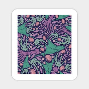 Purple and Green Sea Life Design Magnet