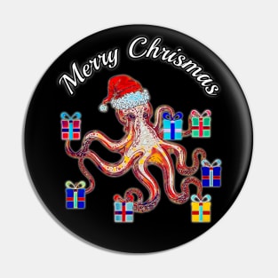 Merry Chrismas Octopus Pin