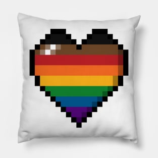 Large Pixel Heart Design in Inclusive Rainbow Pride Flag Colors Pillow