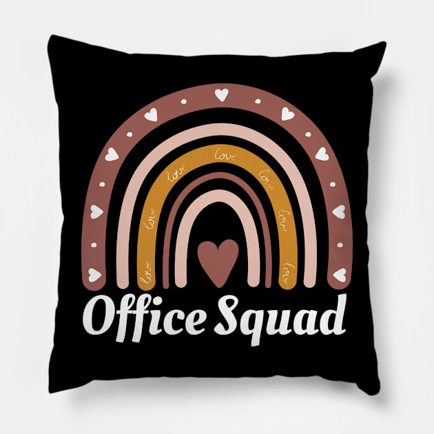 Office Squad Boho Rainbow Administrative Assistants School Pillow by Johner_Clerk_Design