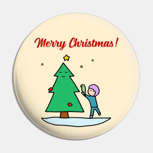 Merry Christmas - Sustainable Tree (Cream) Pin