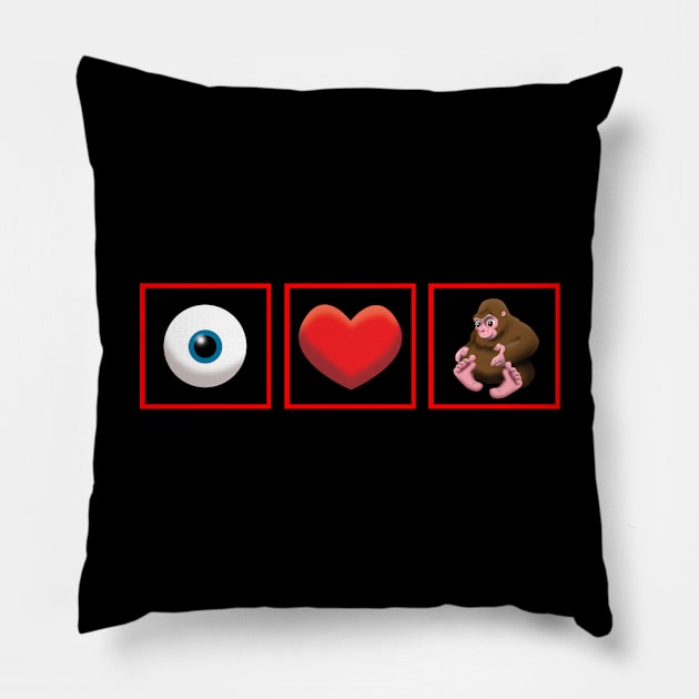 I Love Bigfoot Pillow by Wickedcartoons