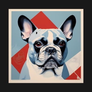 Risograph Style Red Blue French Bulldog T-Shirt