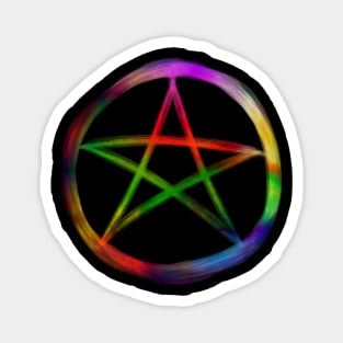 Rainbow pentacle pentagram star in circle Magnet