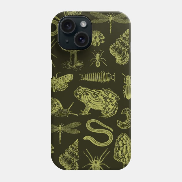 Natural History Vintage Goblincore: Frog, Mushroom, Snail, Moth Phone Case by Ministry Of Frogs