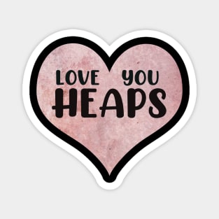 Love you heaps pink heart typography cute text watercolor art Magnet