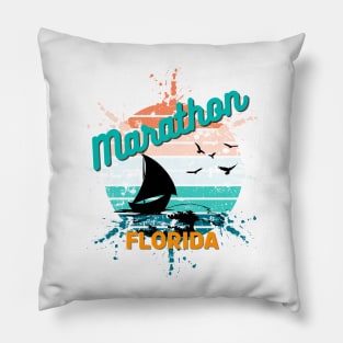 Marathon Florida Retro Vintage Exploding Sunset Pillow