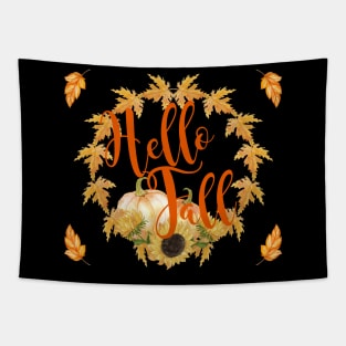 Hello Fall Wreath Graphic Tapestry
