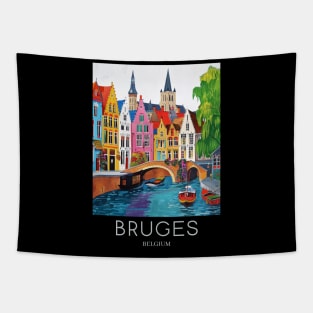 A Pop Art Travel Print of Bruges - Belgium Tapestry