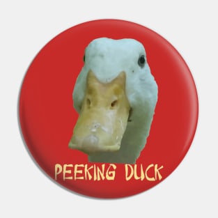 Quirky Peeking Duck Face Over Punny Asian Text Pin