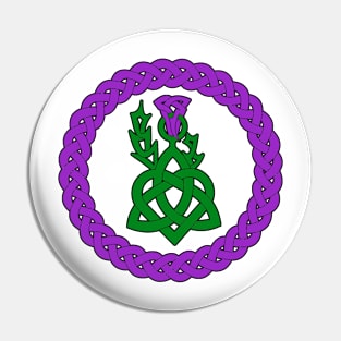 Celtic knotwork with heart and thistle - colourised Pin