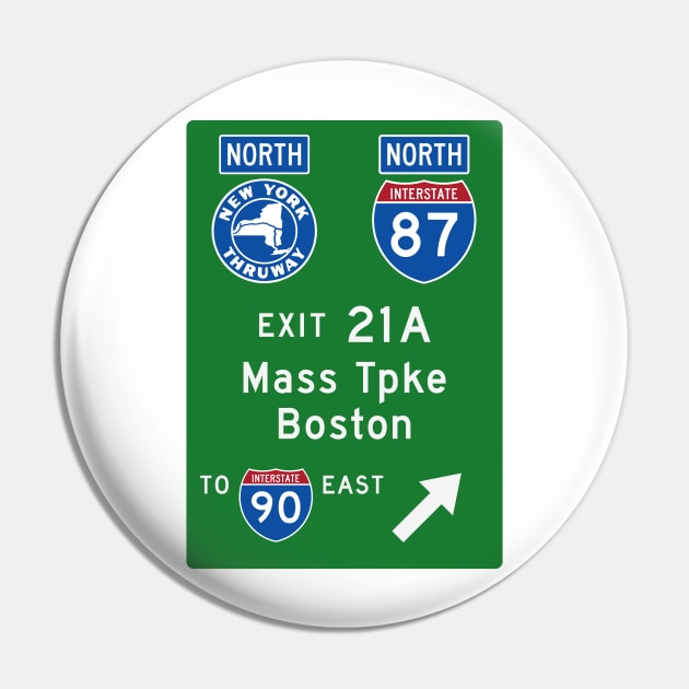 New York Thruway Northbound Exit 21A: Mass Tpke Boston I-90 Pin by MotiviTees