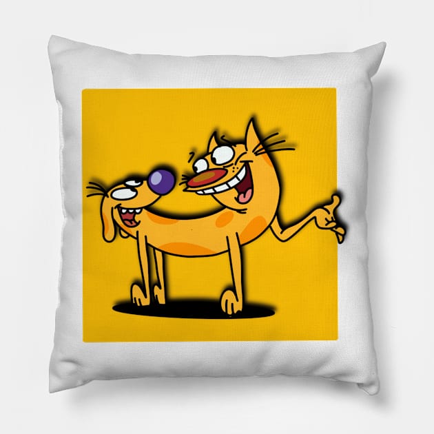 90’s Cartoon Cat & Dog Pillow by 09GLawrence