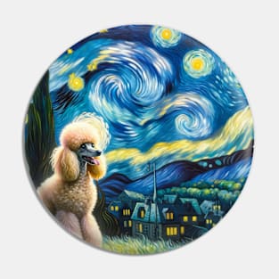 Starry Poodle Dog Portrait - Pet Portrait Pin