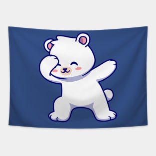 Cute Polar Bear Dabbing Cartoon Tapestry