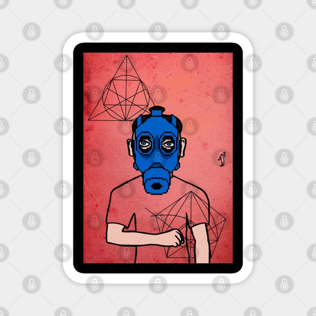 Sonatrach NFT - MaleMask with PixelEye Color and BlueSkin on TeePublic Magnet by Hashed Art