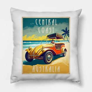 Central Coast Australia Vintage Travel Art Poster Pillow