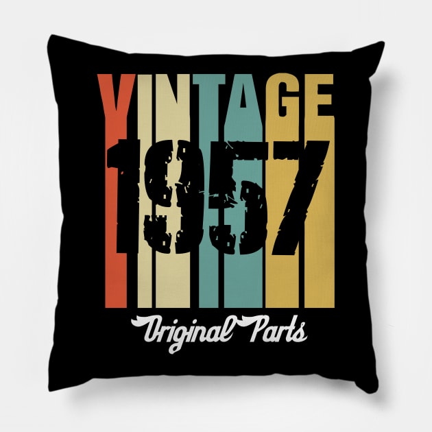 Vintage 1957 Original Parts Retro Vintage Birthday Gifts 63s Pillow by nzbworld