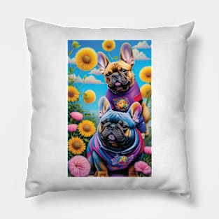 Frenchie's Flower Power Pillow