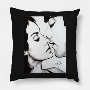 Almost a Kiss - Charcoal Drawings Pillow