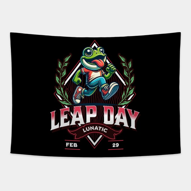 Leap Day Lunatic Feb 29 Funny Cute Leaping Frog February 29th Happy Leap Year Feb 29th Leap Year February 29 Tapestry by Carantined Chao$