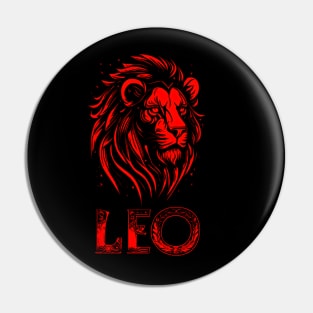 Red Leo Zodiac Pin