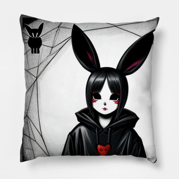 Bunny anime girl Pillow by Skandynavia Cora