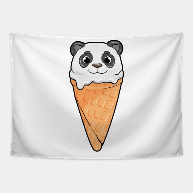 Panda with Waffle and Ice cream Tapestry by Markus Schnabel